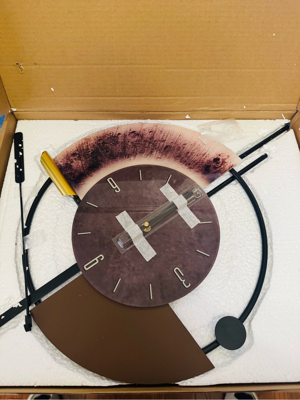Contemporary Brown and Black Abstract Wall Clock